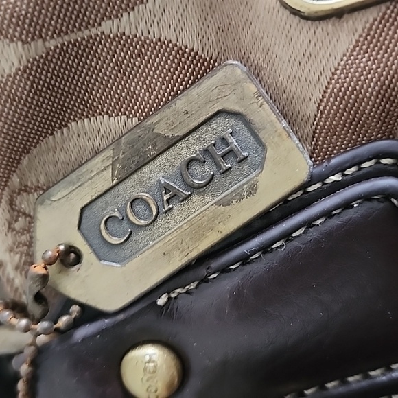 Coach Kristi Siganature Ott Hobo Bag Tan and Black Shoulder Bag - Picture 15 of 16